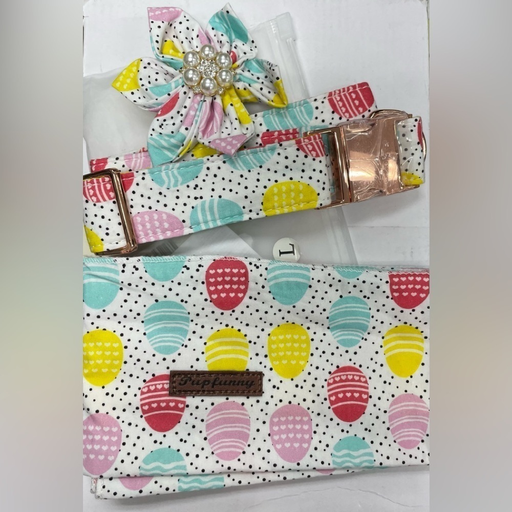 DOG collar w/ flower attachment & Bandanna